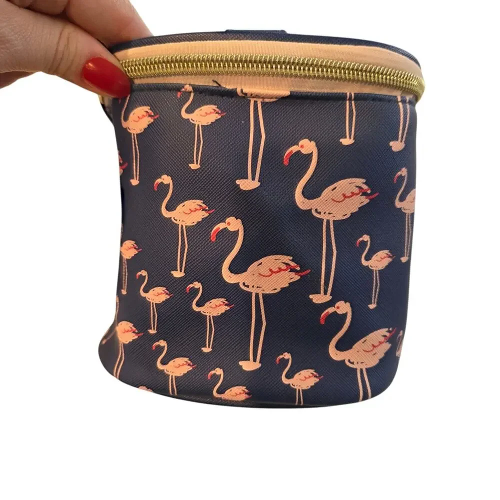Clementine & Jane Flamingo Print Makeup Toiletries Dop Kit Lined Zipper Bag